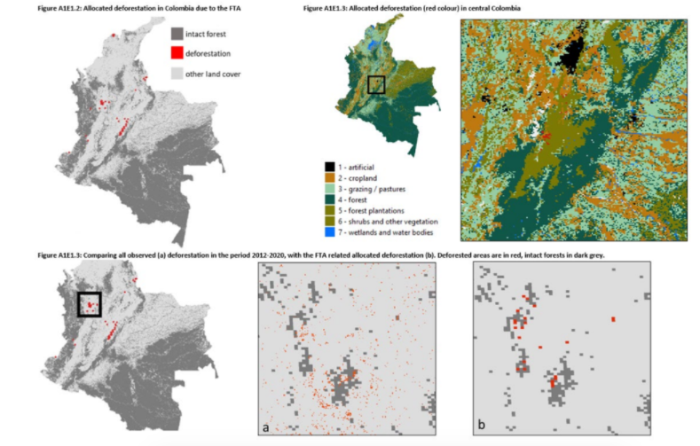 Figure 2: Spatial analysis of FTA-induced deforestation in Colombia. Source: European Commission​ 