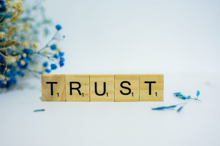 Figure 2: Trust, spelled out with Scrabble letters, source: Photo by Alex Shute.