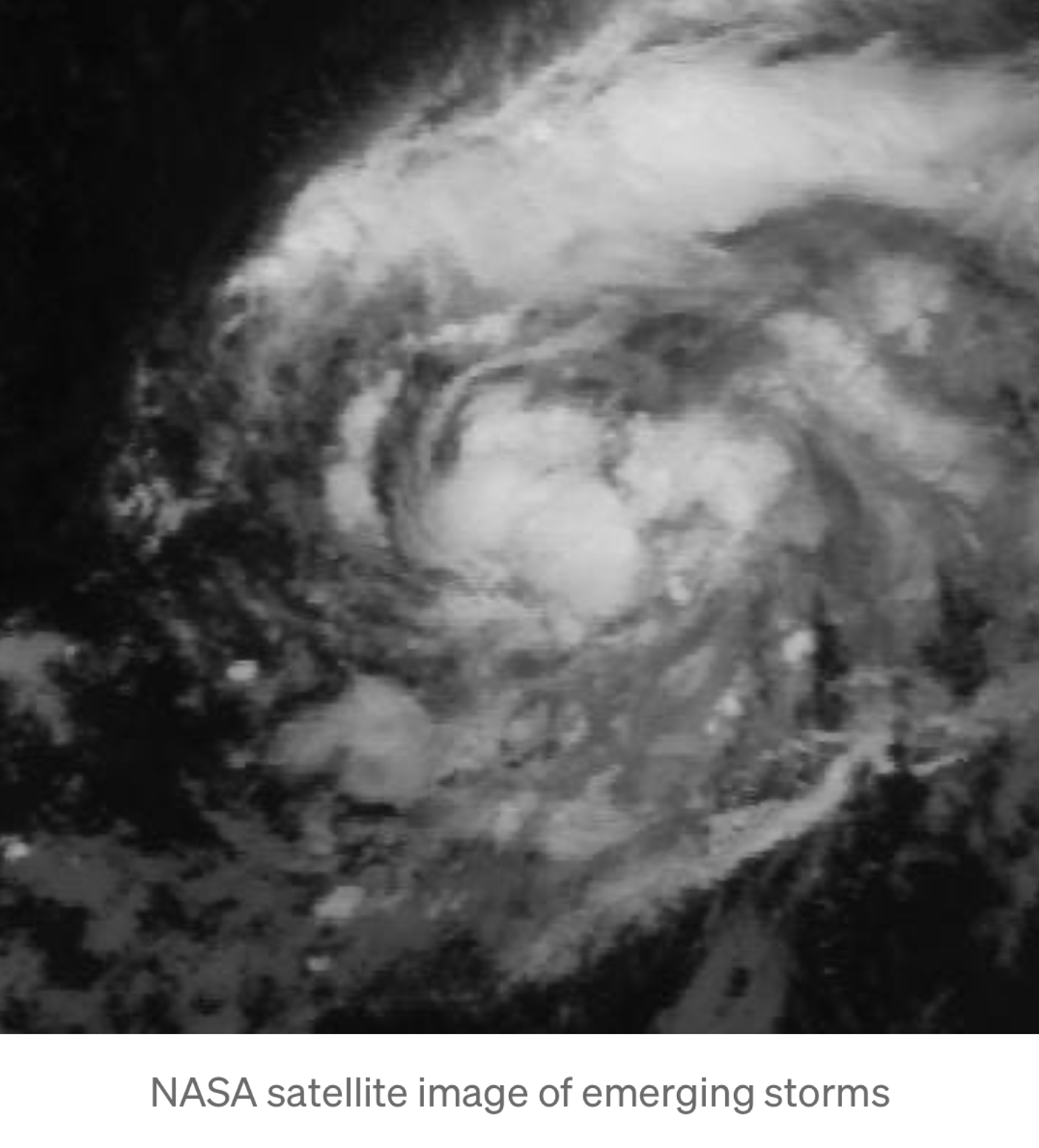 NASA satellite image of emerging storms