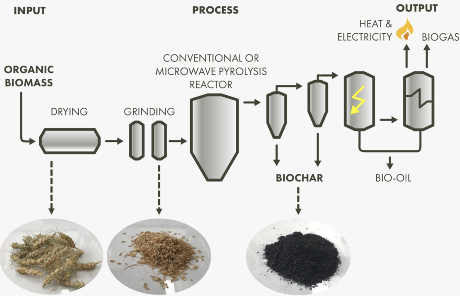 Biomass production process diagram