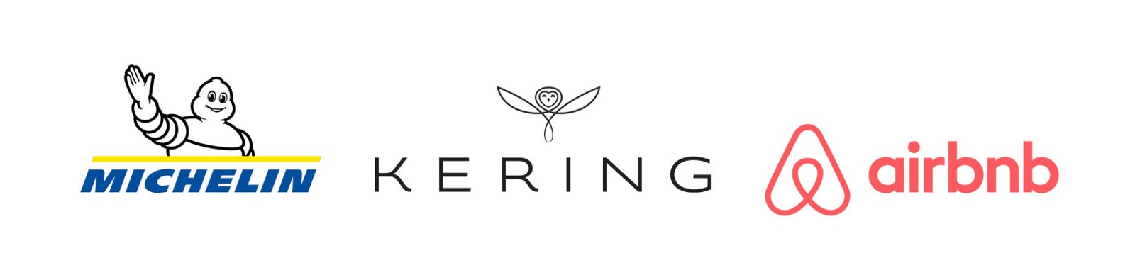Figure 2: Shows the logos of the discussed companies, Michelin, Kering and Airbnb