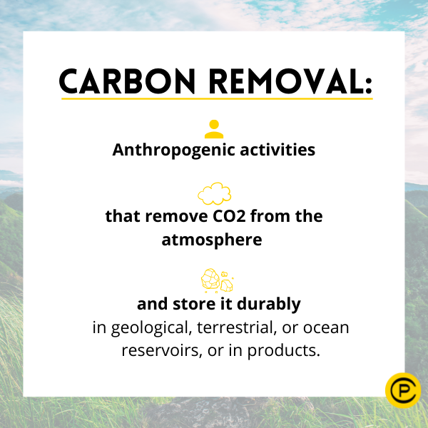Figure 1: Definition of carbon removal, Based on Working Group III contribution to the IPCC AR6, 2022 (https://www.ipcc.ch/report/ar6/wg3/)