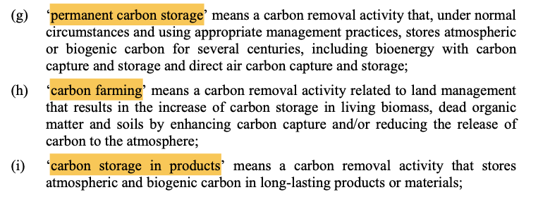 Source: Proposal for a Regulation on an EU certification for carbon removals, European Commission, 2022​ 