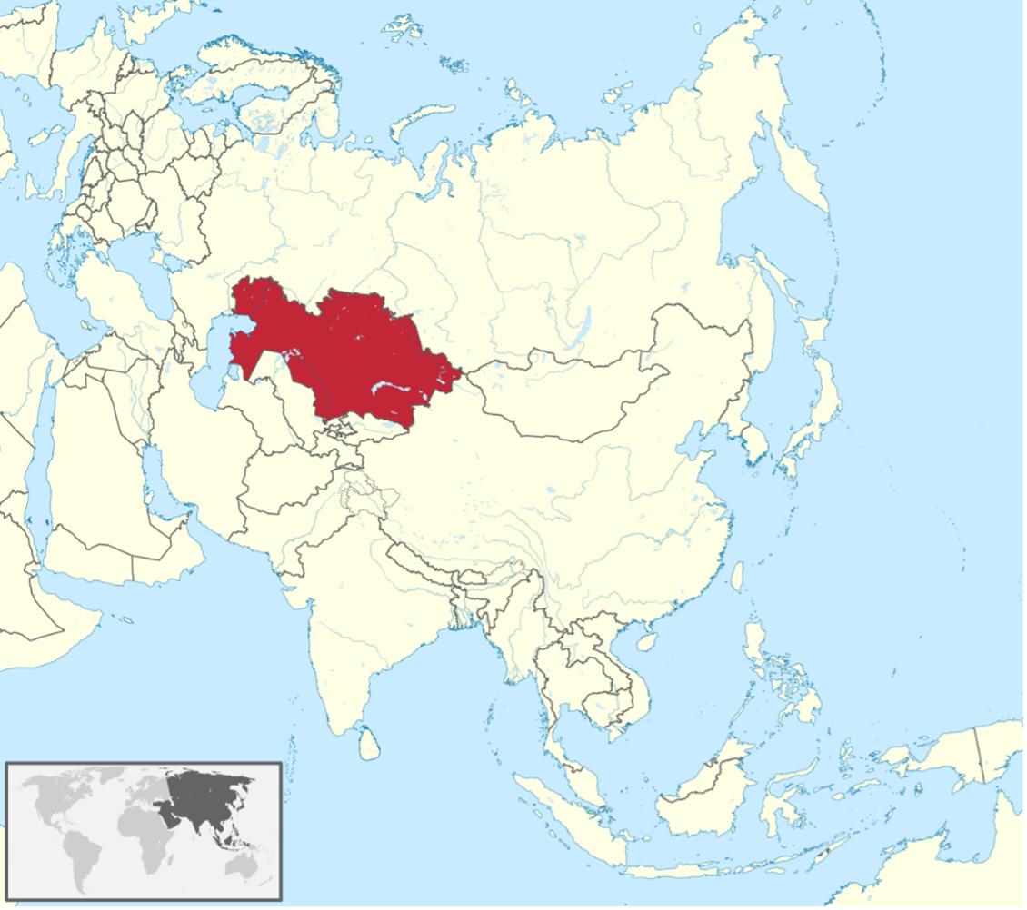 Map of kazakhstan in asia
