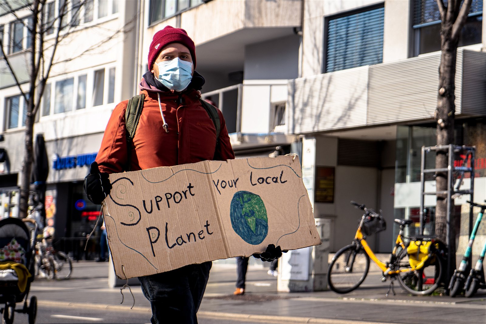 Image of a protestor at a climate march